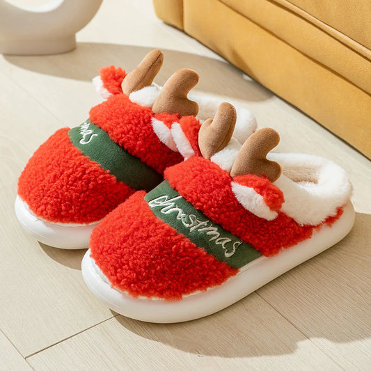 Christmas Shoes Winter Home Slippers Elk Soft Cozy Bedroom Slipper Slip on House Shoes