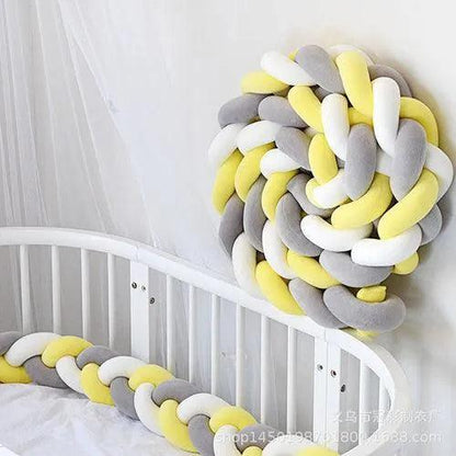 New Nordic Style Twisted Knit Baby Bed Rail Bumper, Long Strip With - petguardiansupplies