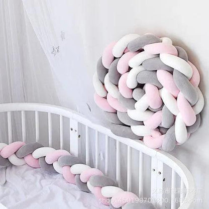 New Nordic Style Twisted Knit Baby Bed Rail Bumper, Long Strip With - petguardiansupplies