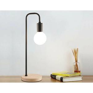 Modern Black Table Lamp Desk Light Timber Base Bedside Bedroom - petguardiansupplies