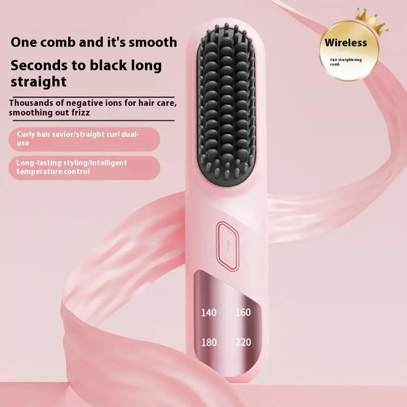 Cordless Wet & Dry Hair Straightener Brush-1