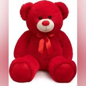 Stuffed Red teddy bear toy with heart and ribbon bow - 110 cm - petguardiansupplies