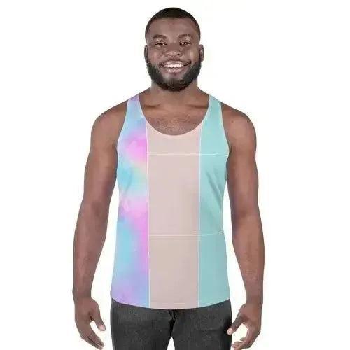 Pastel Colorblock Watercolor Illustration Men's Stretch Fit Tank Top - petguardiansupplies