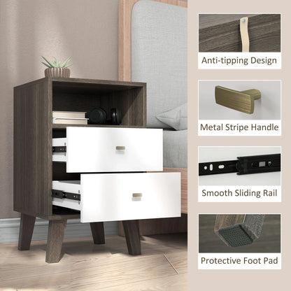 Industrial-Scandinavian Mix Bedside Table, with Drawers and Shelf-4