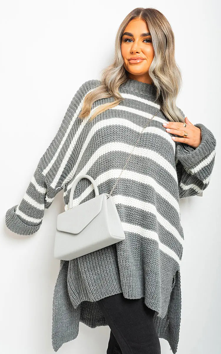 Oversized Striped Knitted Jumper-3