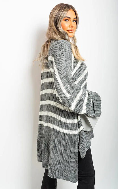 Oversized Striped Knitted Jumper-4