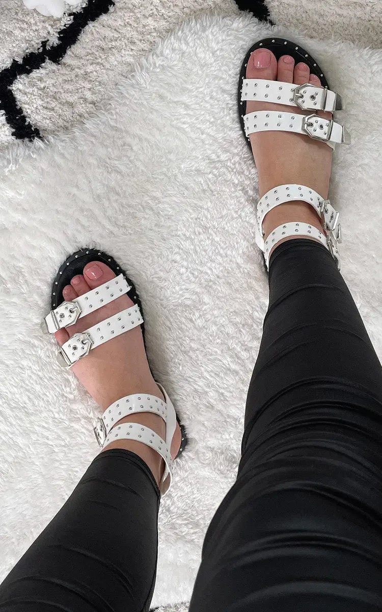 Studded Double Buckle Sliders-3