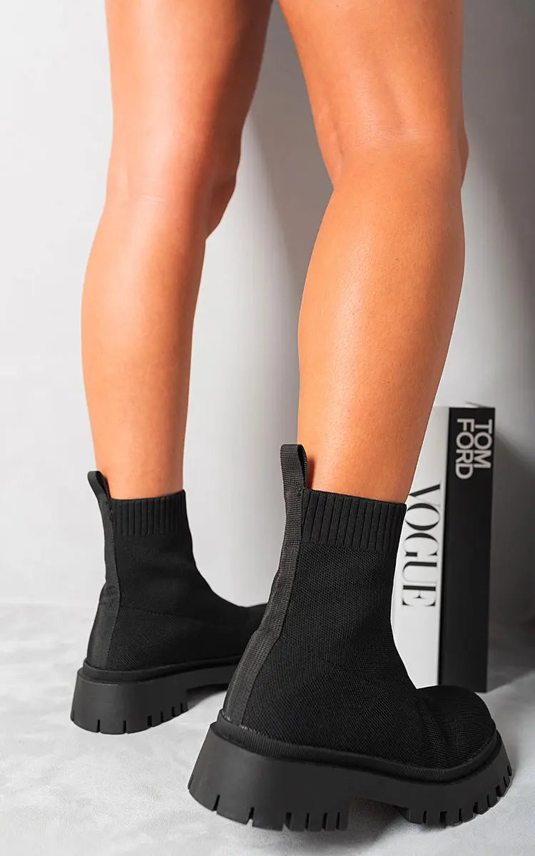 Chunky Sock Fit Ankle Boots-3