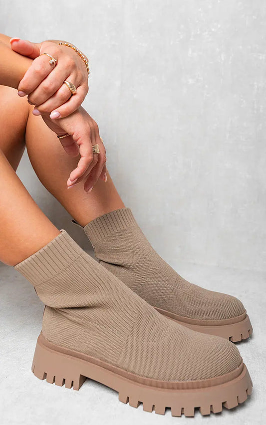 Chunky Sock Fit Ankle Boots-0