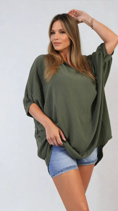 Balloon Sleeve Oversized Top-4