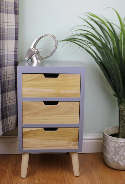 3 Drawer Chest In Grey Finish With Natural Drawers With Removable Legs-1