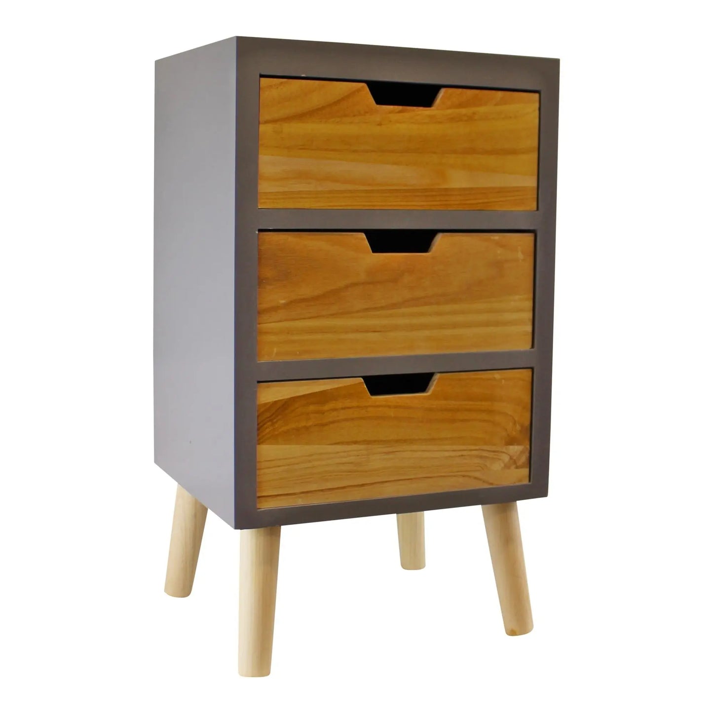 3 Drawer Chest In Grey Finish With Natural Drawers With Removable Legs-3