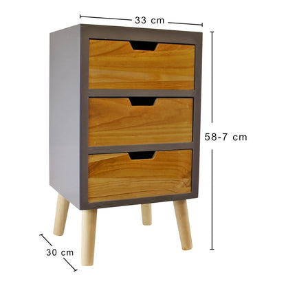 3 Drawer Chest In Grey Finish With Natural Drawers With Removable Legs-4