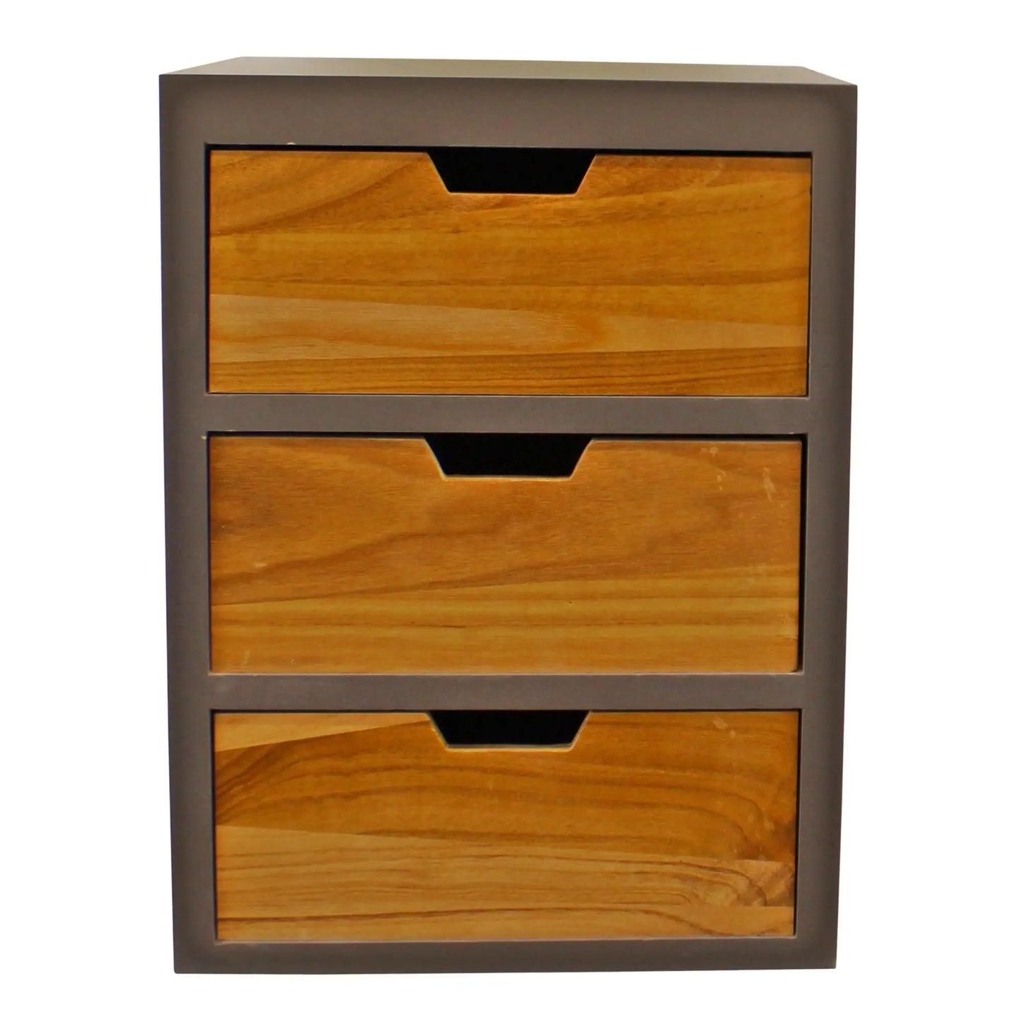 3 Drawer Chest In Grey Finish With Natural Drawers With Removable Legs-5