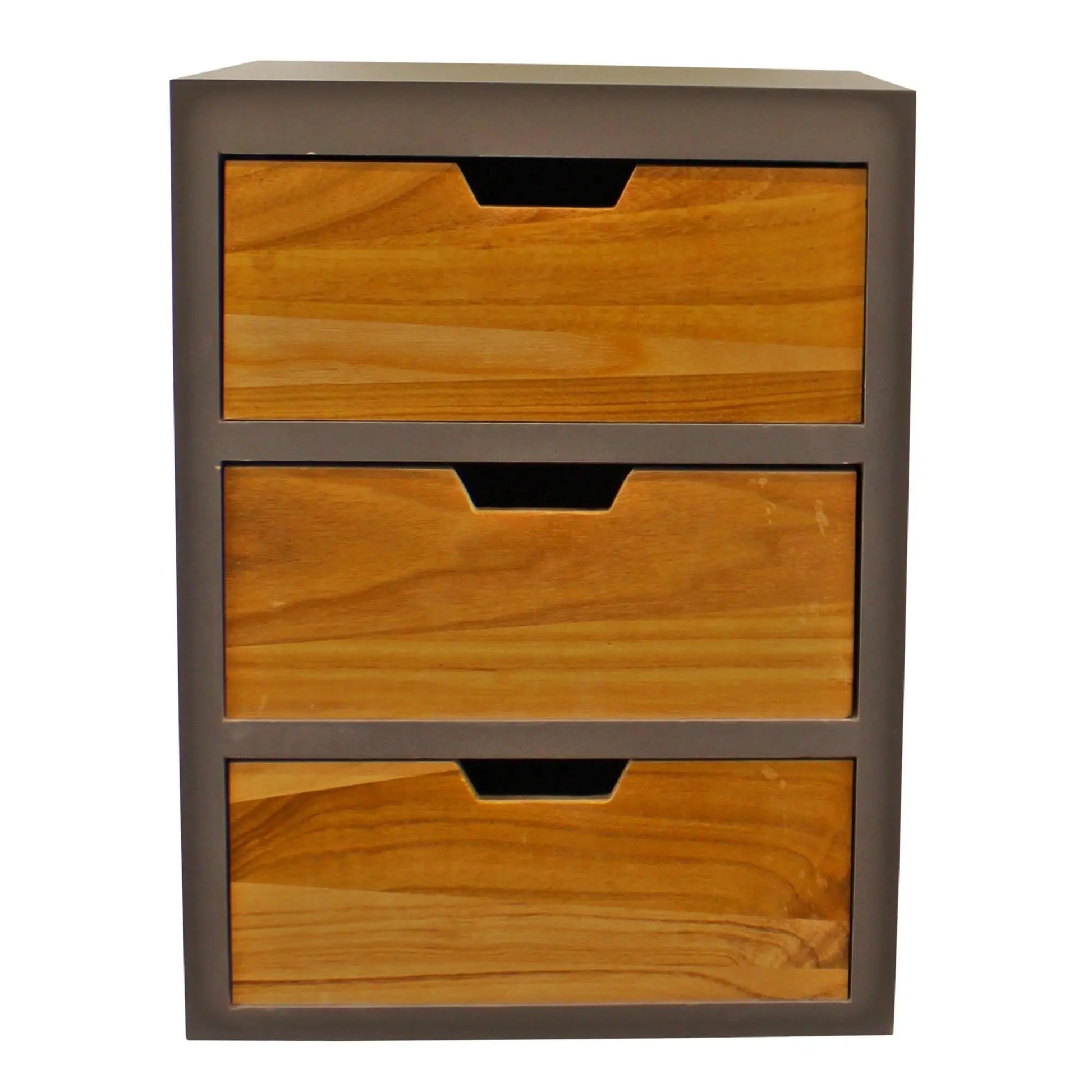 3 Drawer Chest In Grey Finish With Natural Drawers With Removable Legs-5