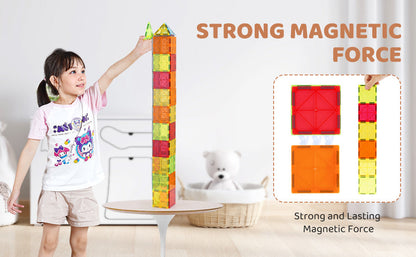 VEVOR 56 PCS Magnetic Tiles Magnet Building Blocks Set Construction Game Stacking Toys STEM Sensory Educational for Kids Gift - petguardiansupplies