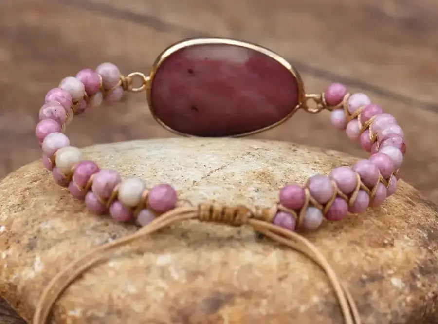 Rhodonite Hand Woven Bracelet-1