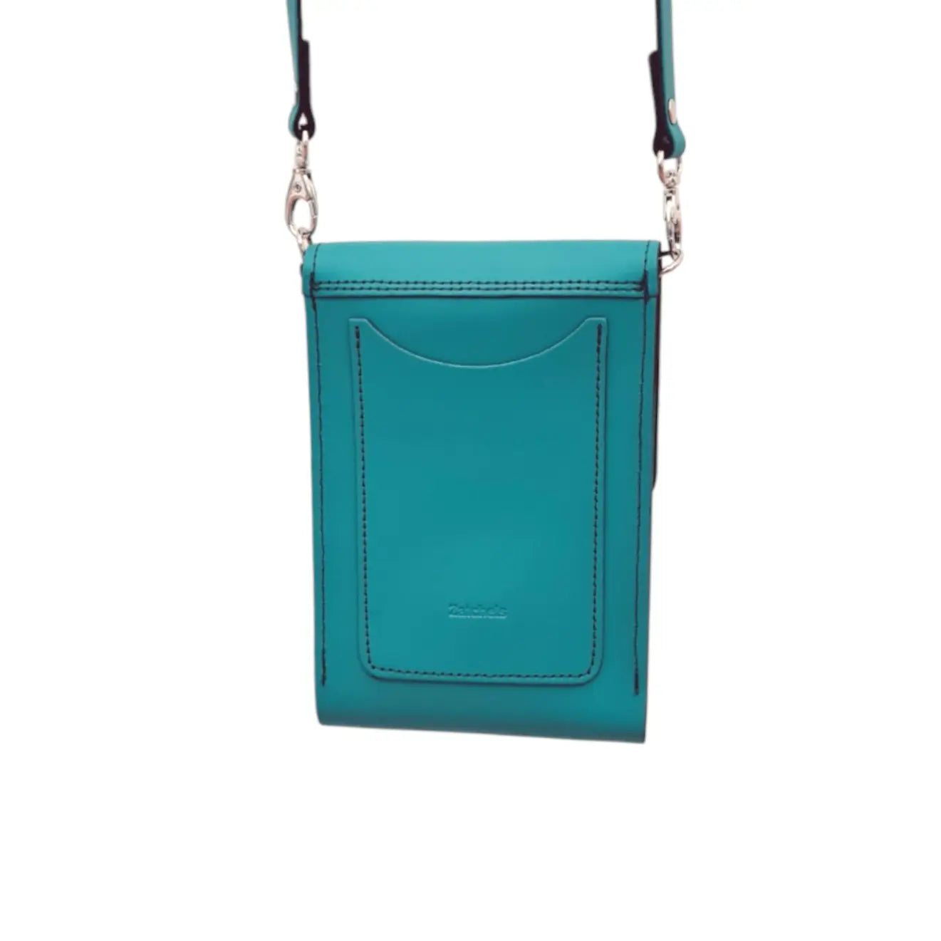 Leather Push Lock Crossbody Phone Case - Teal-4