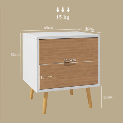 Wood Effect Wto-Drawer Bedside Table - Brown/White-2