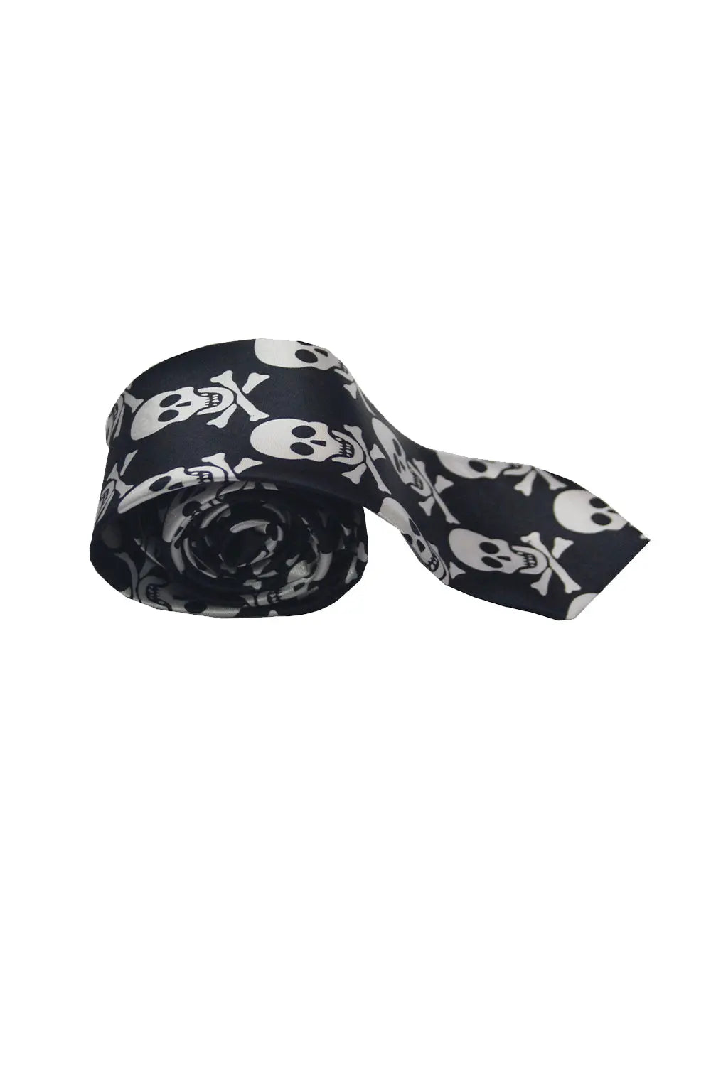 White Skull Black Neck Tie-1