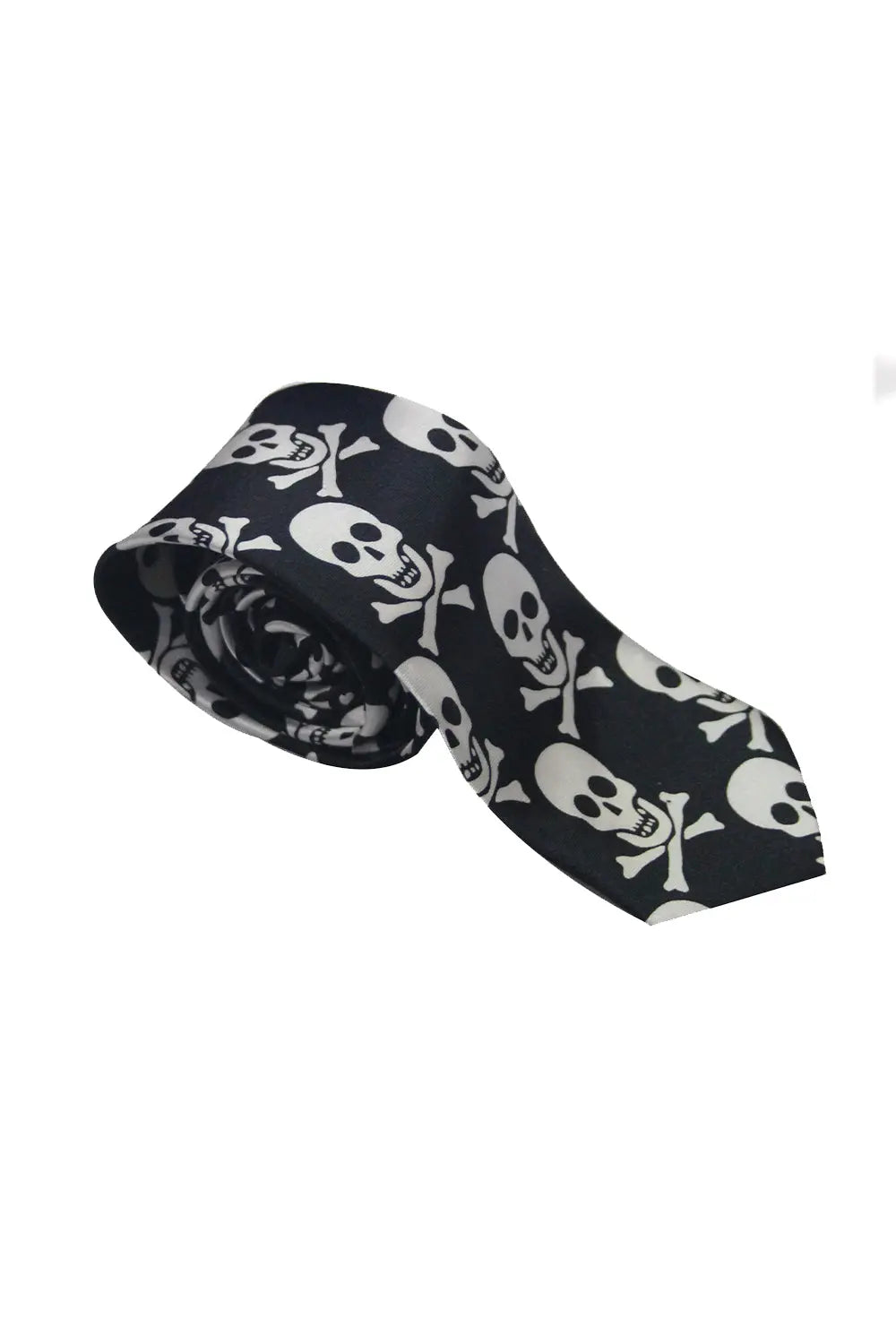 White Skull Black Neck Tie-2