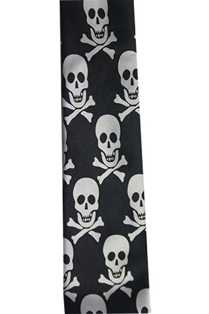 White Skull Black Neck Tie-4