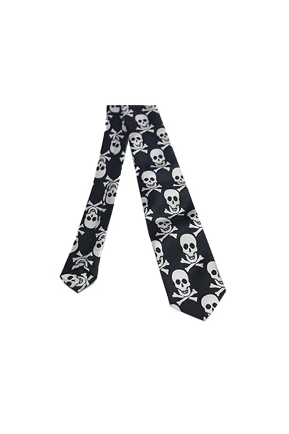 White Skull Black Neck Tie-5