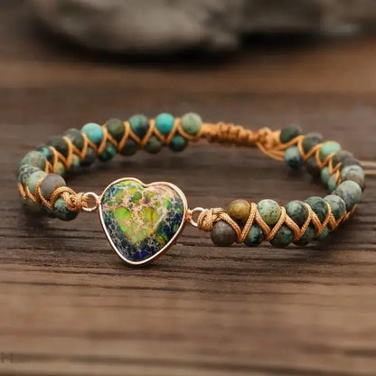 Wild Jasper Heart Charm Bracelet-1