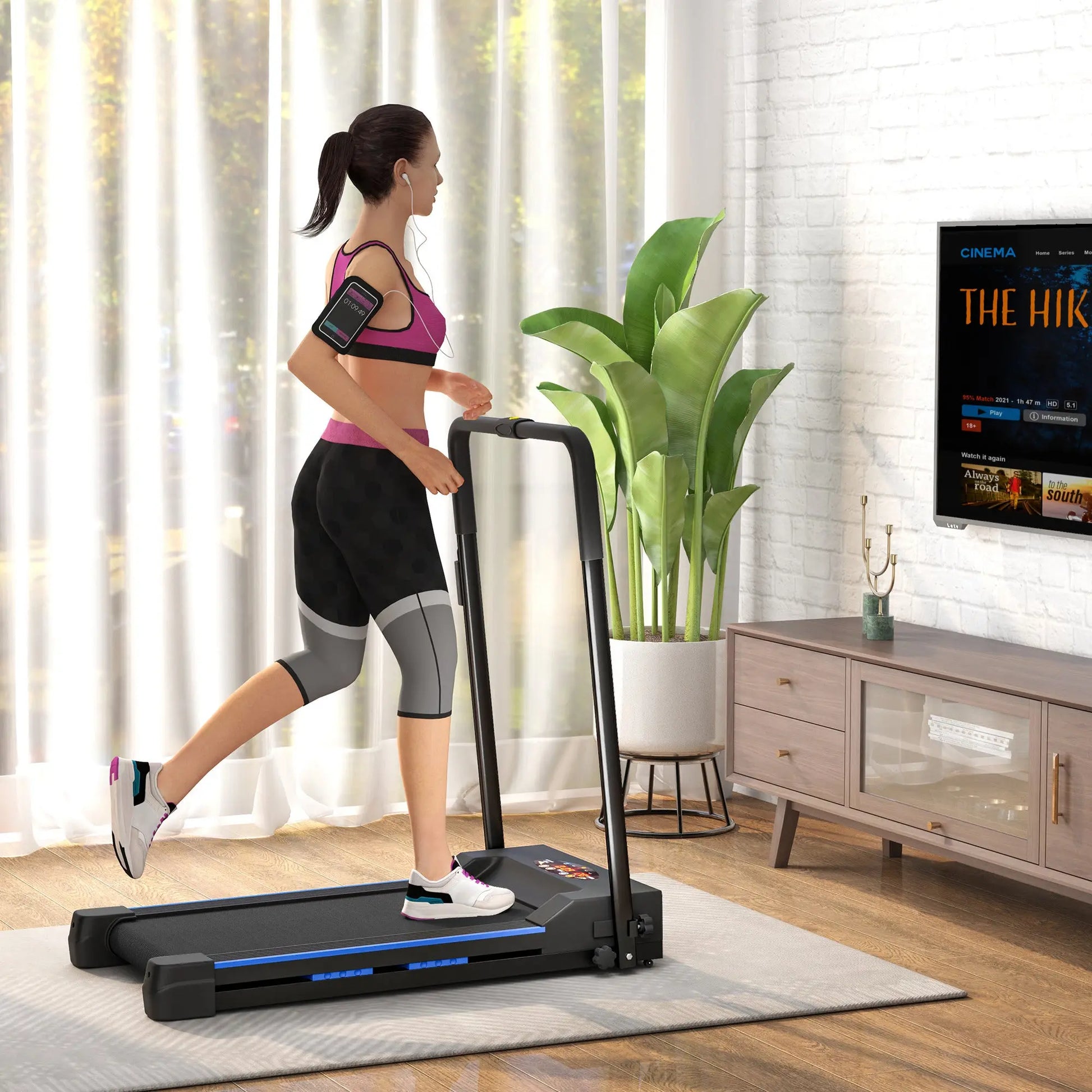 HOMCOM Steel Folding Motorized Home Treadmill Walking Machine with LCD Monitor Blue-8