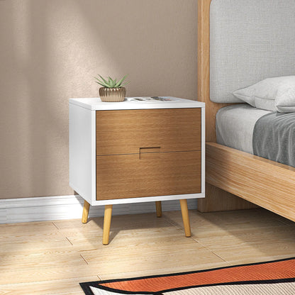 Wood Effect Wto-Drawer Bedside Table - Brown/White-1